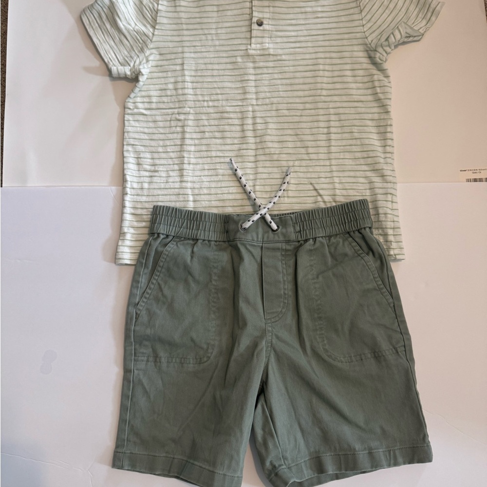 Janie and Jack Green Striped Kids Matching Set